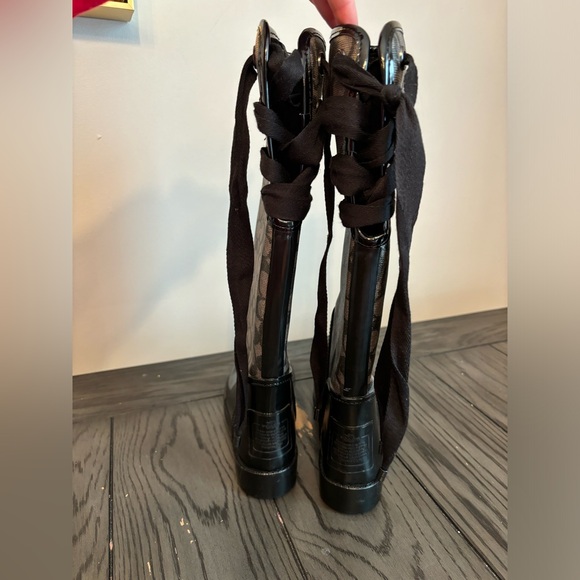 Coach Logo Tristee Black 15" Tall Rain Boot - Picture 4 of 8